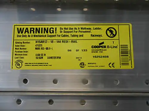 COOPER B-LINE CABLE TRAY H15AR12-18-144 REDI RAIL