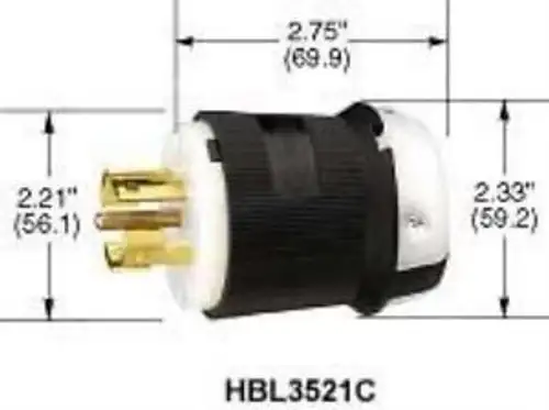 97B4600 Hubbell Wiring Devices-Hbl3523C-Connector Power Entry Plug 10A