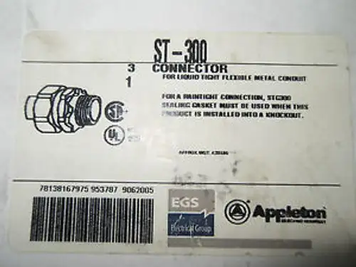 (RR6-5) 1 NIB APPLETON ST-300 CONDUIT CONNECTOR