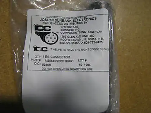SUNBANK CONNECTOR W. BACKSHELL ASSEM M28840/20CD1CBS1 NSN: 5935-01-461-8697