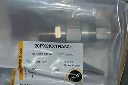 Box/10 Cmp Px2Kx Hazardous Location Gland 1/2 Cable Connector Brass Nickel