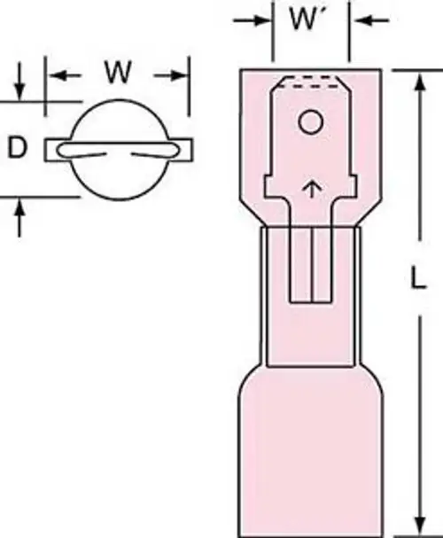 3M Mnhu18-250Dmik Male Disconnect Red 22 To 18 Awg Pk250 G5635524