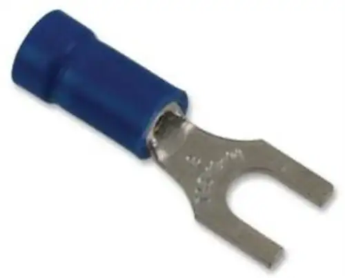 65F714 Thomas & Betts-14Rb-8F-Terminal Spade/Fork #8 Crimp Blue