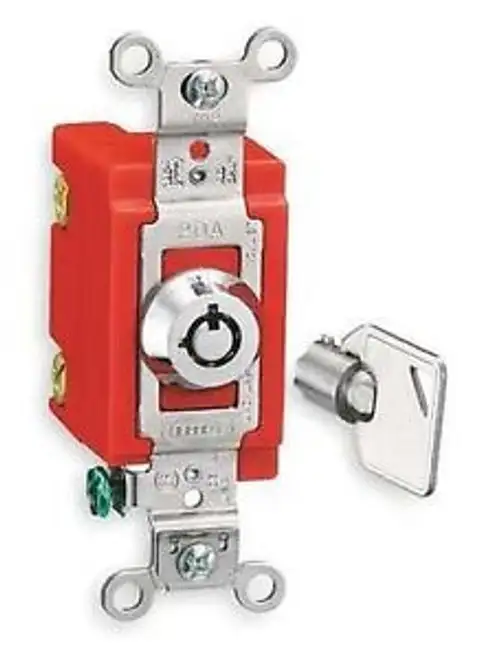 2 - Hubbell HBL1222RKL-Barrel Key LockSwitch-Double Pole 20A 120-277V 2-keys inc