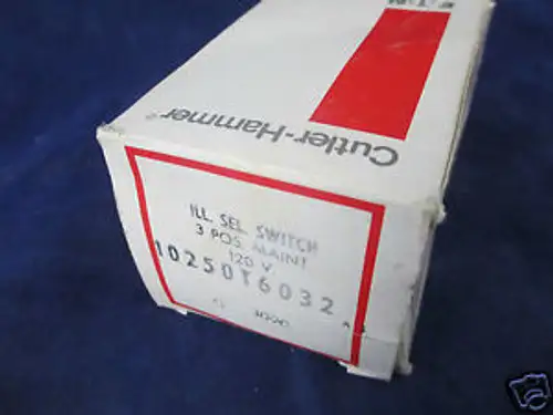 Cutler-Hammmer 10250T6032 Illum Sel Switch 3 Pos Maint 120V 50/60Hz