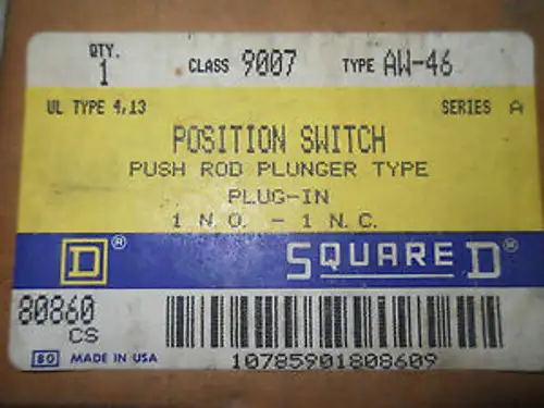 1 Square D 9007 Aw-46 Ser A Push Rod Plunger Position Switch