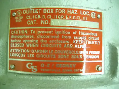 O - Z Gedney Outlet For Haz. Loc. # Ype-20A
