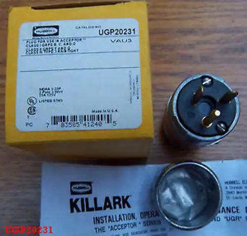 Hubbell KILLARK UGP20231 20 Amp 125 Volt 5-20P PLUG ACCEPTOR Explosion Proof