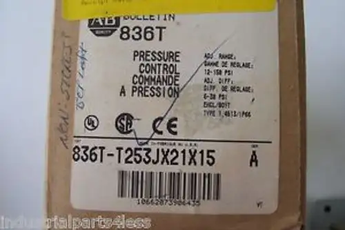 Allen Bradley Pressure Control Switch Cat. # 836T-T253Jx21X15 12-150 Psi Nsfp