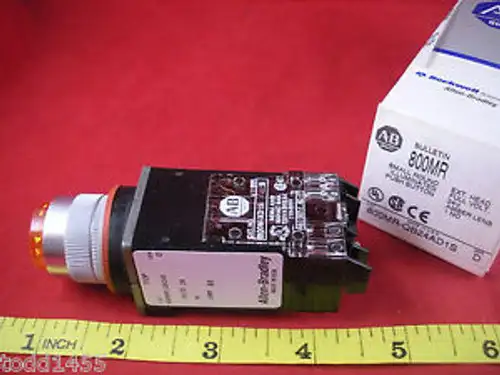 Allen Bradley 800Mr-Qb24Ad1S Ser D Amber Pushbutton Switch Small Round Qb24S