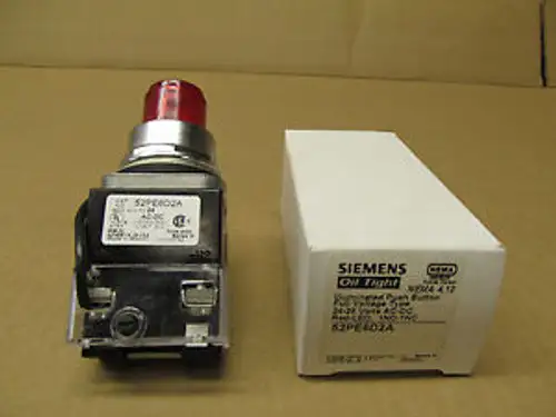 1 NIB SIEMENS 52PE6D2A RED ILLUMINATED PUSH BUTTON 24-28 V 1 N.O. 1 N.C.
