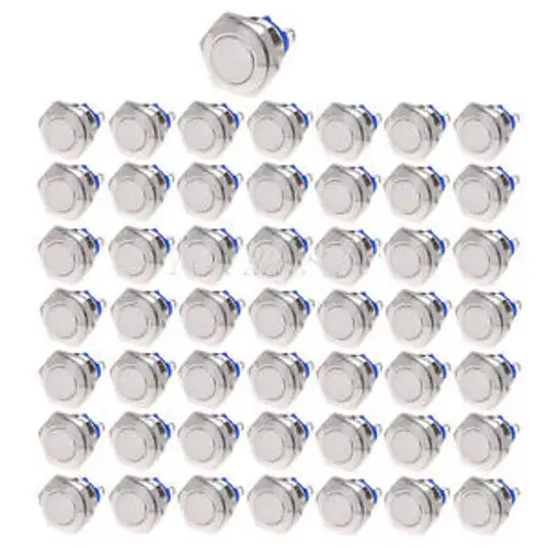 50 Pcs 16Mm 12 - 36Vdc Car Horn Push Button Flat Head Momentary Switch