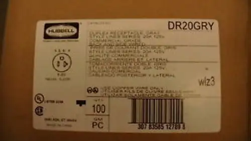 100 Hubbell Wiring Device-Kellems Dr20Gry Receptacle Style Line 20A 5-20 Gray