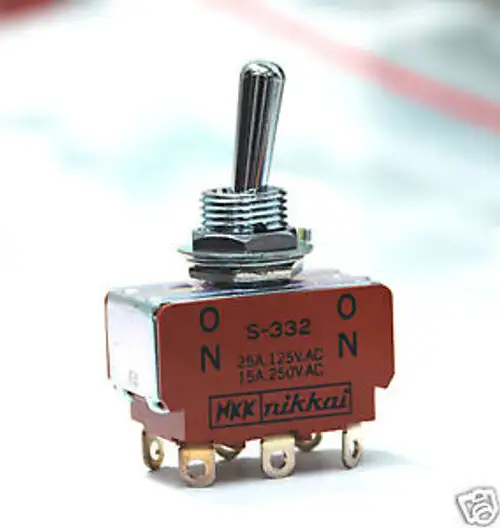 50Pc S-332 S332 Toggle Switch On/On 6P Dpdt 25A125V 15A250V Nkk Nikkai Japan