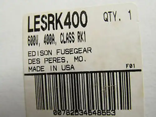 New Edison Time-Delay Current Limiting Lesrk400 Fuse ............ Vl-124