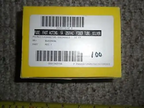 Bussmann Fuse Mic-1 Fast Acting 1A 250Vac Fiber Tube Silver Plated 100