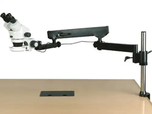 3.5X-180X Binocular Articulating Arm Pillar Clamp 144-Led Zoom Stereo Microscope