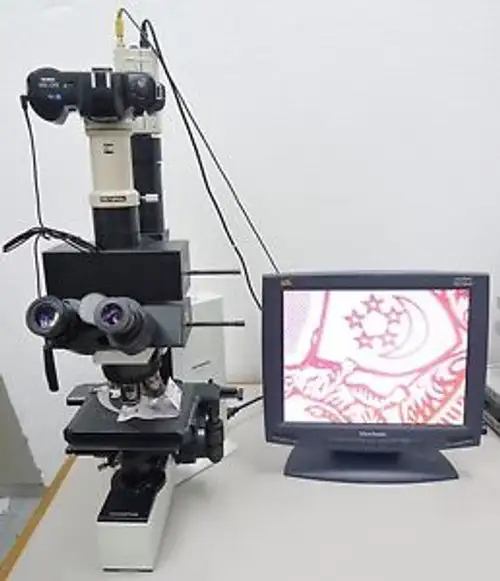 OLYMPUS BX40/BX40F4 TRINOCULAR MICROSCOPE U-DPT-2 U-TV0.25xC PlanApo 2x 1.25x