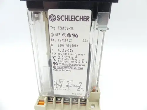Schleicher DZAN 52-SL Electromechanical Time Relay 0.15s-30h -