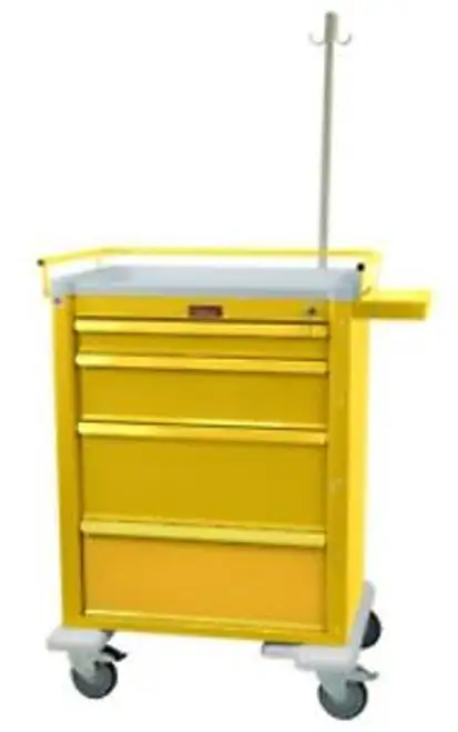 New: Harloff [6521-Yl] Universal Line Tall 4 Drawer Infection Control Cart