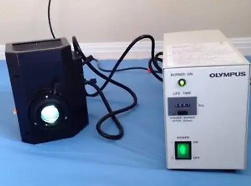 Olympus Microscope Fluorescence 100W Mercury Lamp U-Lh100Hgapo & Power
