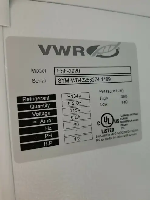 VWR zer Flammable Material Storage Model FSF-2020 Scientific Laboratory Lab