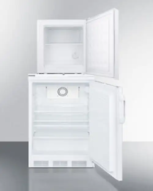 Combination stacked FF7LMED all-refrigerator and FS24LMED all- zer