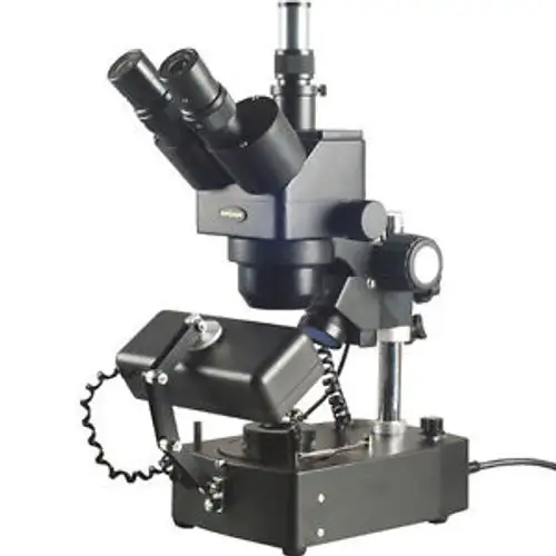 10X-60X Jewelry Gem Trinocular Stereo Microscope With Three Lights