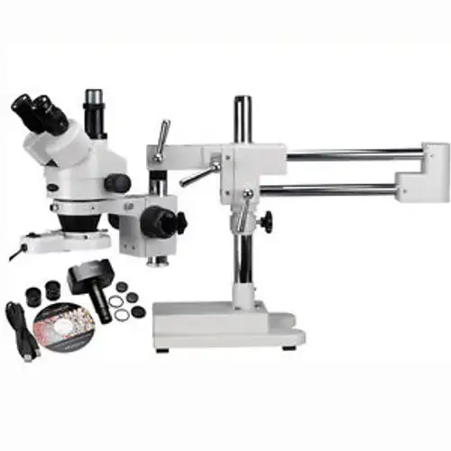 Amscope Sm-4T-Frl-Mt 7X-45X Stereo Boom Microscope + 1.3M Camera + Light