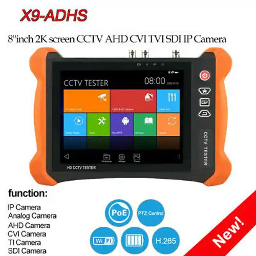 8 4K Ip Cctv Camera Tester Wifi Poe Ahd Cvi Tvi Sdi Cvbs Multimeter X9-Adhs