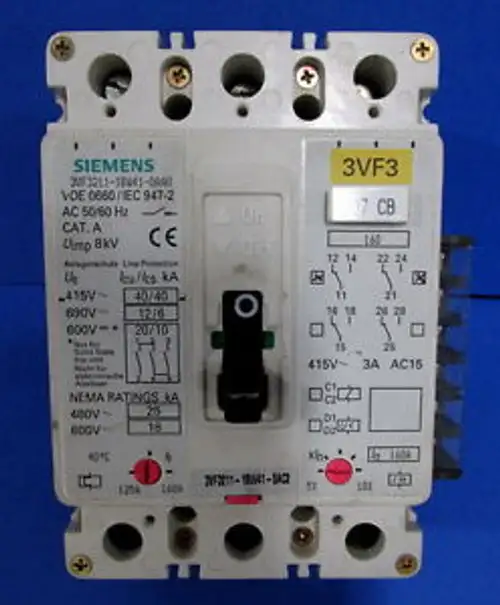 Siemens Circuit Breaker 3Vf3211-1Bw41-0Aa0 3Vf3211-1Bw41-0Ac2