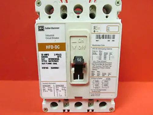 Cutler Hammer 3 Pole 50 Amp Circuit Breaker Hfddc3050L .............. Vc-85