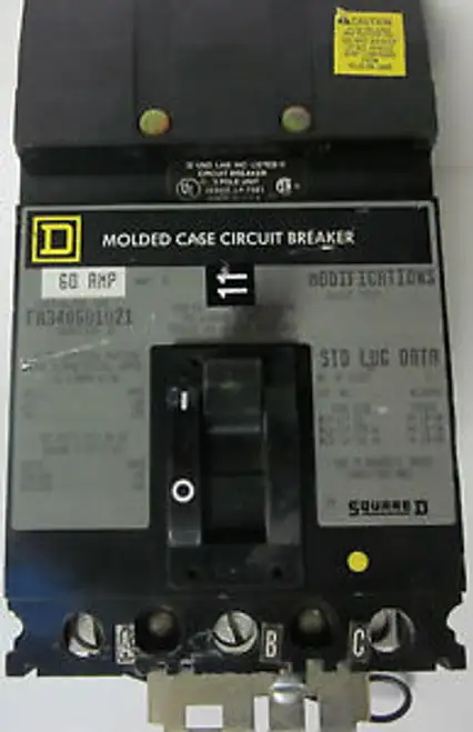 Square D 60A 3 Pole I-Line Circuit Breaker With Shunt Trip Fa340601021...Yc-214