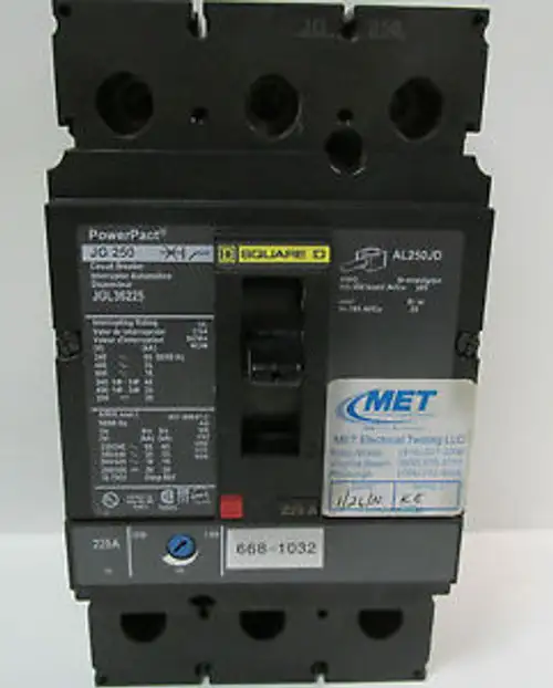 Square D 225 Amp 3 Pole Powerpact Type Jg 250 Circuit Breaker Jgl36225 L-130