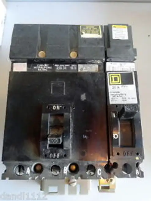 Square D Fa34100 3P 100A 240/480-V & Fy14020A 20A Circuit Breaker