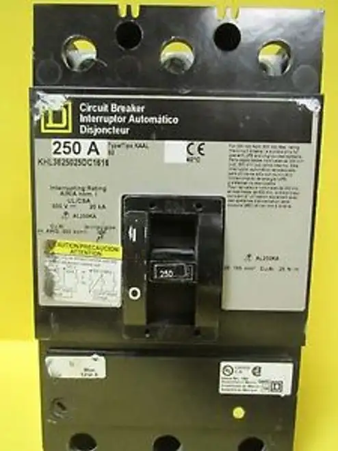 Square D Khl 250Amp 3P. Khl3625025Dc1616 Breaker W/Aux And Undervoltage . Vc-242