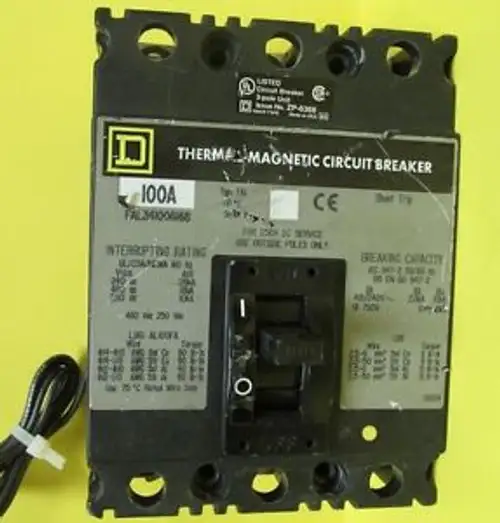 Square D 3 Pole 100 Amp Circuit Breaker Fal341006168 W/Shunt Trip ....... Vc-221