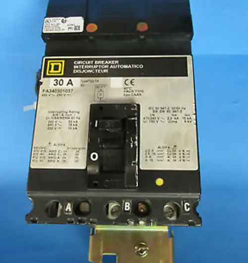 Square D 30 Amp 3 Pole Breaker W/Shunt Trip Fa340301037 ......... Vc-151