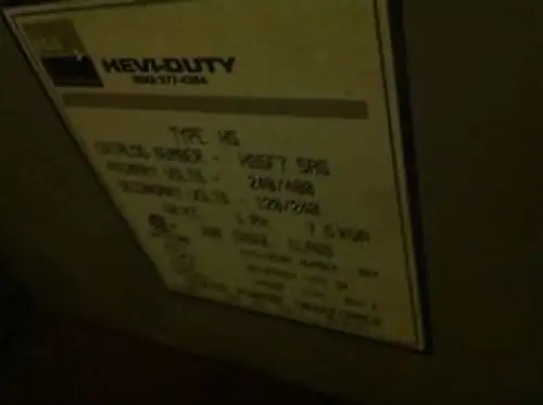 Egs Hevi Duty Cat No. Hs5F7.5As Type Hs 7.5 Kva Pri 240/480 Sec 120/240