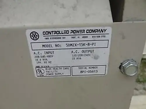 Controlled Power Company 15 Kva Transformer 5Dmzx-15K-8-Pi