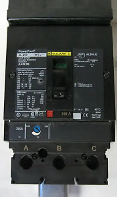 Square D 3 Pole 200 Amp 3 Pole Breaker Type Jl 250 ~ Jla36200 .... U-202
