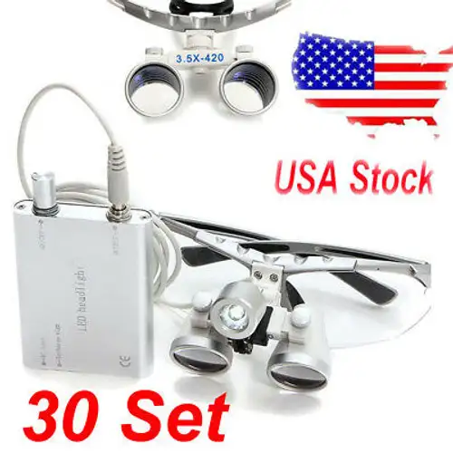 30Xdental Led Light+3.5X 420Mm Surgical Medical Binocular Loupes Loupe Flip-Up C