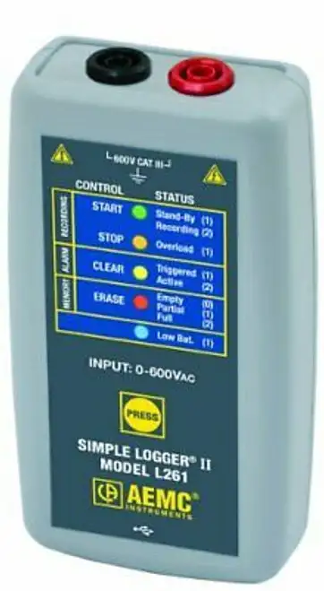 Aemc-212605 L261 Single-Channel Ac Voltage Simple Logger Ii Resistance 600V A...