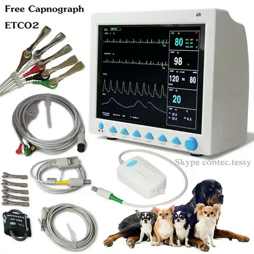 Cms8000 Co2 Veterinärmedizinischer Patientenmonitor Kapnograph Vitalzeichen 7 Parameter +Etco2