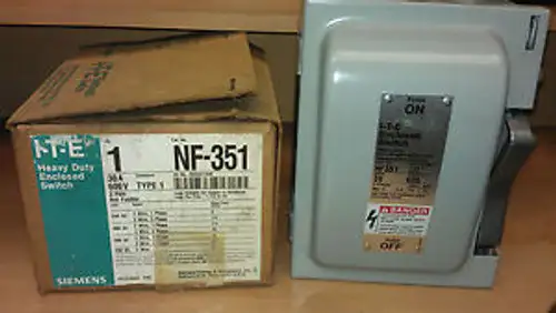 Interruttore chiuso Siemens I-T-E per uso intensivo con contatti NF-351 3POLI 30A 600V 3PH