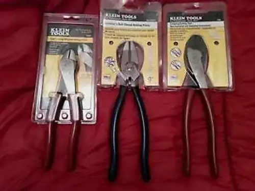 Klein 3 piece linemans diagonal pliers and crimping tool models D228-8. D21
