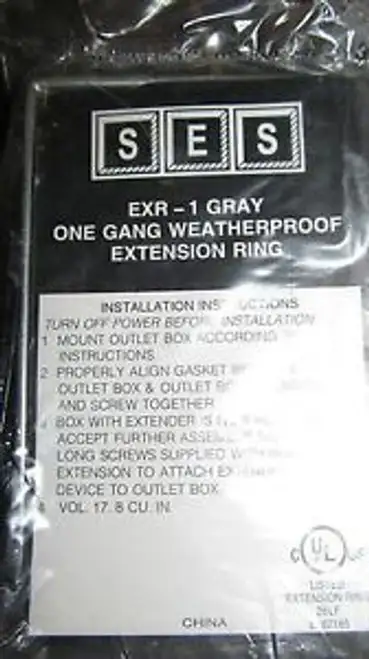 19 SES EXR-1 Grey Single Gang Extension Ring Weatherproof