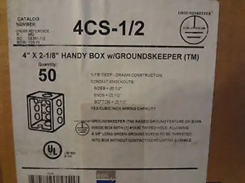 LOT OF (50) EGS 4 X 2-1/8 HANDY OUTLIT RECEPITAL METAL 4CS-1/2