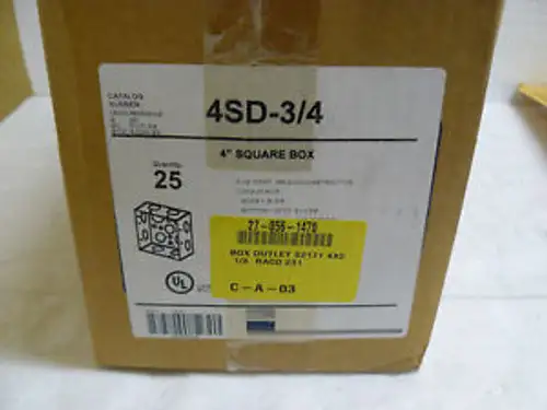 LOT OF 25 EGS 4SD-3/4 SQUARE ELCTRICAL 4 INCH