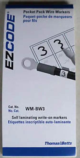 T & B #Wm-Bw3 Of 10 Pocket Pack Wire Markers Self Laminating Write On
